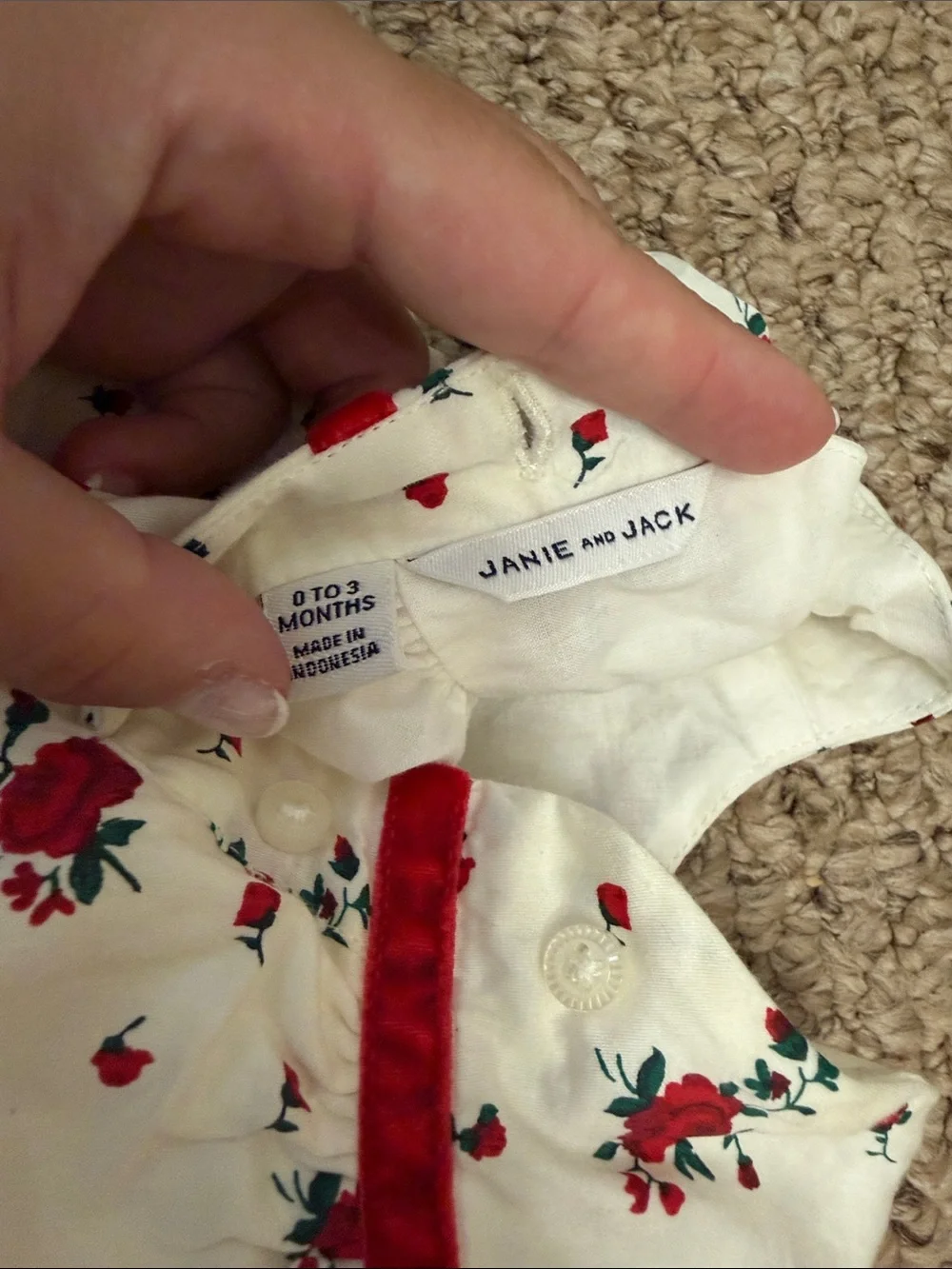 Janie and Jack White Floral Baby Dress with Red Bow